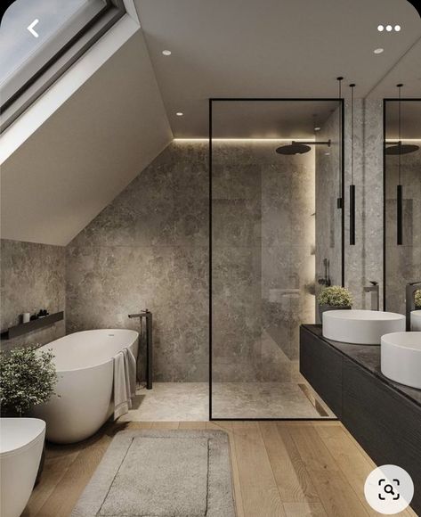 Loft Bathroom Ideas, Attic Bathroom Ideas, Dekorere Bad, Casa Clean, Modern Bathroom Remodel, Loft Bathroom, Attic Bathroom, Bathroom Inspiration Decor, Hus Inspiration