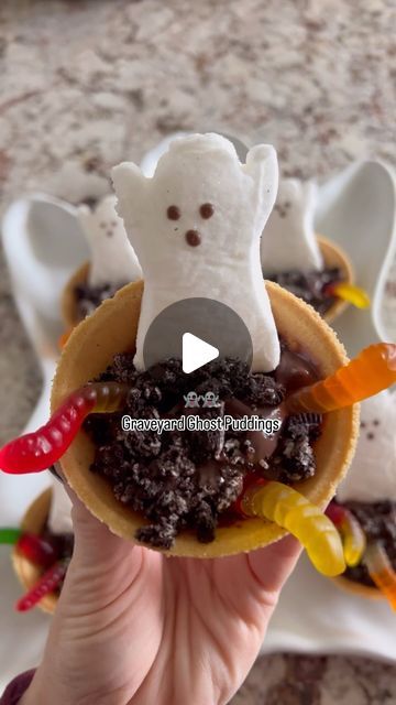 Kristen Blick on Instagram: "Graveyard Ghost Puddings 👻

As easy as 1,2,3! How cute are these for a Halloween Party? Mini Graham Cracker Pie Cups, Chocolate Pudding, Crushed Oreos, Gummy Worms and Ghost Peeps!

#halloweenfood #halloweenfoodideas #halloweeneveryday #halloweeniscoming #halloweenismyfavorite #halloweenishere #spookyszn #spookycute #kidshalloweenparty" Ghost Peeps, Graham Cracker Pie, Pie Cups, Cracker Pie, Chocolate Graham Crackers, Crushed Oreos, Halloween Everyday, Gummy Worms, Chocolate Pudding