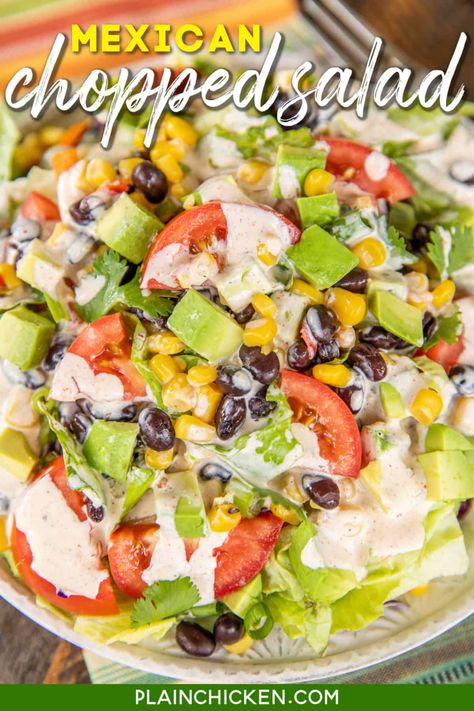 Mexican Ranch Dressing, Mexican Ranch, Mexican Chopped Salad, Mexican Salad Recipes, Mexican Salads, Chopped Salad Recipes, Salads To Go, Buttermilk Ranch, Ranch Seasoning Mix