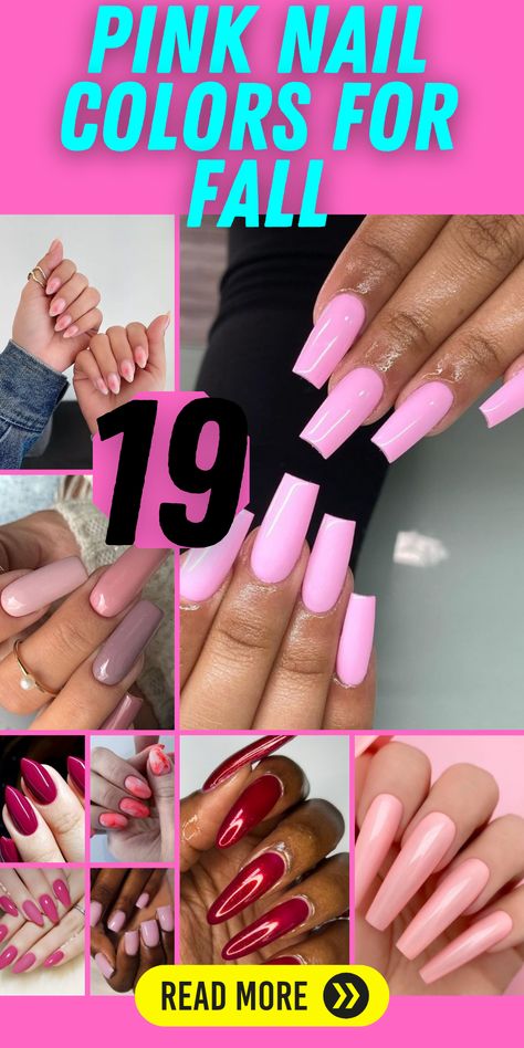 Pink Fall Nails 2023, Fall Pink Nails Shades, Pink Shades Nails, Rose Nail Color, Oval French Tip, Nail Colors Pink, Shades Of Pink Nails, Fall Nails Pink, Fall Time Nails