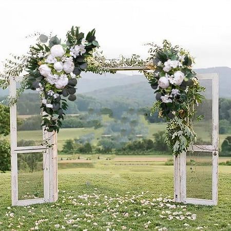 Artificial Wedding Arch Flowers Set Peony Flower Swag Realistic Welcome Sign White.Artificial peony swags set with realistic greenery eucalyptus leaves in different sizesThe large flower swag approx 70cmx25cm/27.56inchx9.84inch, swag approx 50cmx20cm/19.69inchx7.87inch, you can them to the appropriate length you wantDecorative artificial flower swag has vivid leaves and flowers, look more elegant and charmingArch artificial flowers wreath swag is made of silk cloth fabric, soft and durableHandcrafted garlands arch flower swags can be used for arbor arch, wedding, ceremony, table centerpieces, wall hanging, arrangement, wedding chair or window curtain. also for home decoration, DIY making handmade wreaths, etc.Silk Peony Flower Swag Wedding Parties Decoration. Artificial Wedding Arch Flower Wedding Flower Archway, Wedding Alter Flowers, Hanging Flowers Wedding, Altar Flowers Wedding, Flower Archway, Rustic Wedding Alter, Alter Flowers, Outdoor Wedding Backdrops, Fake Flowers Wedding