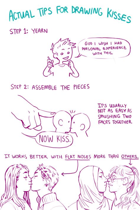 Ship Art Reference Kiss, How To Draw Kissing People, Kissing References Art, Kissing Pose Reference, How To Draw Kissing, Draw Kissing, Kissing Drawing, Art Advice, Drawing Prompt