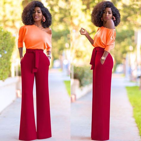 Off Shoulder Knit Top, Boss Lifestyle, Midi Skater Skirt, Career Mom, Style Wide Leg Pants, Work Outfit Ideas, Style Pantry, Color Blocking Outfits, High Waist Pants