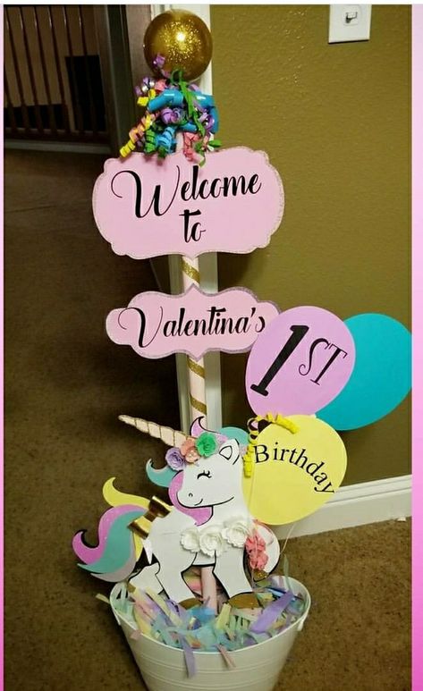 #unicorn party welcome sign Follow me on @Allaboutubowtique on Facebook or Uruniquebowtique on or #Uruniquebowtique on Instagram Unicorn Birthday Party Cake, Unicorn Party Ideas, Unicorn Birthday Party Decorations, Birthday Centerpiece, Party Entrance, Unicorn Themed Birthday Party, Rainbow Unicorn Birthday, Party Stand, Unicorn Party Decorations