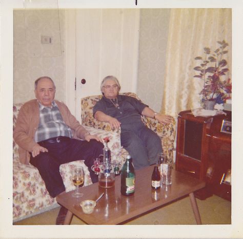 70s Grandma and Grandpa in our living room. by PixieRosa, via Flickr Goodbye Grandma, Colonial Living Room Furniture, 70s House Wife, 70s House Interior, Living Room 60s, Grandpa House, Pit Couch Living Room 70s, Grandmas House Nostalgia, 60s Living Room