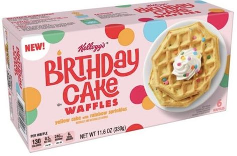 Birthday Cake Waffles, Cake Waffles, New Birthday Cake, Frozen Waffles, Cotton Candy Flavoring, Frozen Breakfast, Frozen Birthday Cake, Waffle Cake, New Birthday