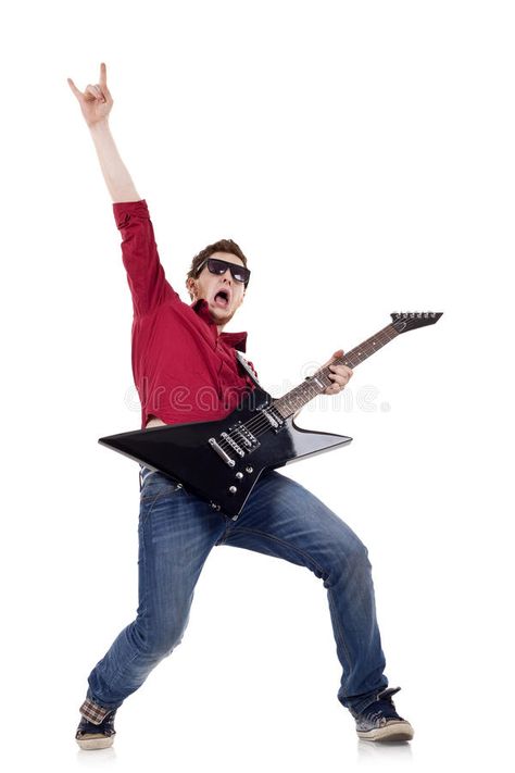 Guitarist Reference, Guitarist Reference Pose, Hold Guitar Reference, Band Reference Pose, Guy Playing Guitar Reference, People With Guitar Reference, Person Playing Guitar Reference Rock, Guitarist Pose, Rock Poses