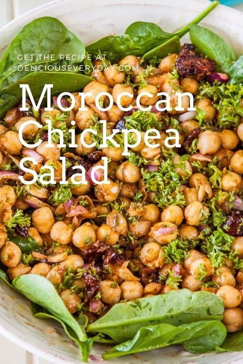 Spiced Chickpea Salad, Moroccan Spiced Chickpea Salad, Middle Eastern Chickpea Salad, Ramazan Dishes, Moroccan Recipes Vegetarian, Moroccan Vegan, Moroccan Chickpeas, Moroccan Salads, Chickpea Salads