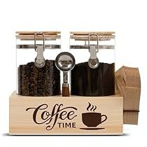 Coffee Bean Storage, Wooden Shelf Design, Coffee Bar Accessories, Coffee Canisters, Coffee Filter Holder, Coffee Container, Coffee Storage, Coffee Jars, Coffee Canister