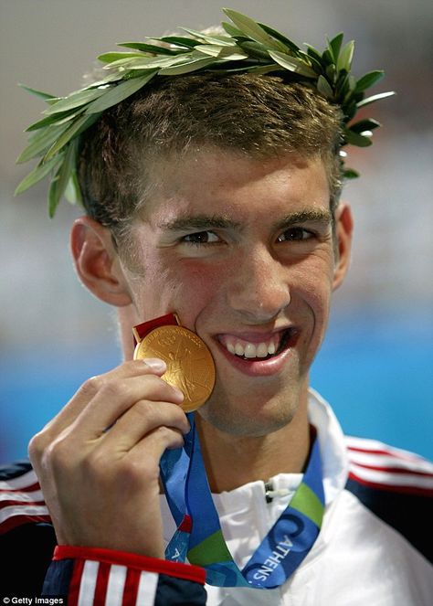 Putting their stamp: At Athens in 2004, medalists like Michael Phelps were crowned with la... Olympic Wreath, Greek Wreath, Laurel Wreath Crown, 2004 Olympics, Laurel Crown, Laurel Tree, Competitive Swimming, Rio Olympics, Going For Gold