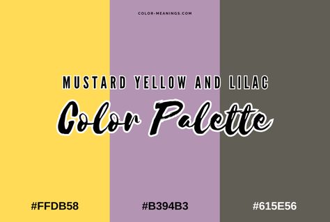 34 Colors That Go With Lilac (Color Palettes) - Color Meanings Purple And Mustard Bedroom, Purple And Yellow Bedroom, Mustard Bedroom, Lilac Walls, Mustard Yellow Bedrooms, Lilac Bedroom, Palettes Color, Behr Colors, Gold Color Combination