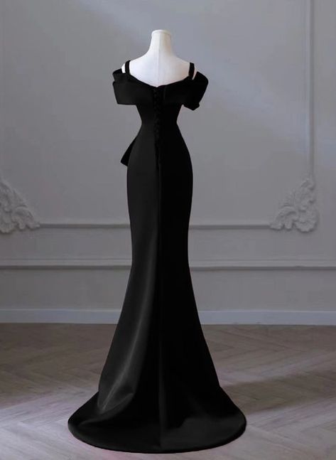 Black Formal Dress Long Classy, Off Shoulder Prom Dress, Formal Dress Black, Prom Dress Black, Mermaid Sweetheart, Long Formal Dress, Black Mermaid, Satin Evening Dresses, Color Rush