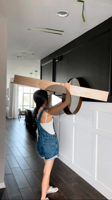 Leyla | DIY & Home Decor on Instagram: "DIY entryway: Week 3. It’s ceiling beam time 🤩 Using a combination of 1x8 and 1x6 pine boards, this week the ceiling beams got built. I’m still sampling my stain colors for the perfect moody contemporary shade, but the plan is to get these stained & installed next weekend! See you in stories to finish these up 🤗 . . . #diy #ceilingdesign #ceilingbeams #entrywaydecor #roommakeover #entrywayideas #hallwaystyle" Beams In Kitchen Ceiling, Moody Contemporary, Diy Entryway, Pine Boards, Instagram Diy, Wood Ceilings, Wood Beams, The Ceiling, Ceiling Beams