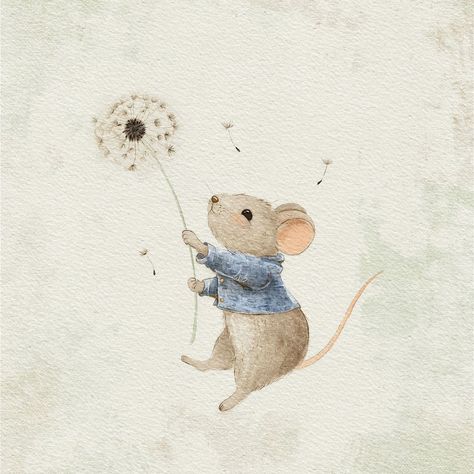 Alena Vlasko illustrator | My little mouse travels on dandelion ☺️ #storytellingmarch2024 Thank you so much to the hosts: @ellustreert @schetsmatig… | Instagram Dandelion Illustration, Up In The Clouds, Painting Practice, Little Mouse, English Tea, In The Clouds, Art Challenge, The Clouds, Animal Illustration