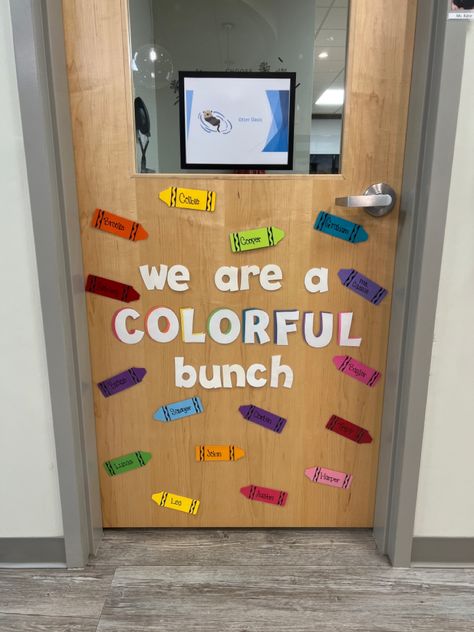 Preschool Classroom Door Back To School, Classroom Door Decorations Back To School, Colors And Shapes Door Decorations, Classroom Door With Student Names, Crayons Door Decoration, Decorating Preschool Classroom, Door Themes For Classroom, Prek Classroom Door Ideas, Crayon Door Decorations Classroom