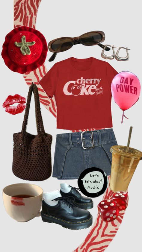 cherry coke coded #outfitinspo #vintage #thrift #aesthetic #cherry #vibes #redaesthetic #outfit Vintage Thrift Aesthetic, Cherry Vibes, Thrift Aesthetic, Aesthetic Vintage Outfits, Cherry Coke, Cherry Cola, Vintage Thrift, Red Aesthetic, Aesthetic Vintage