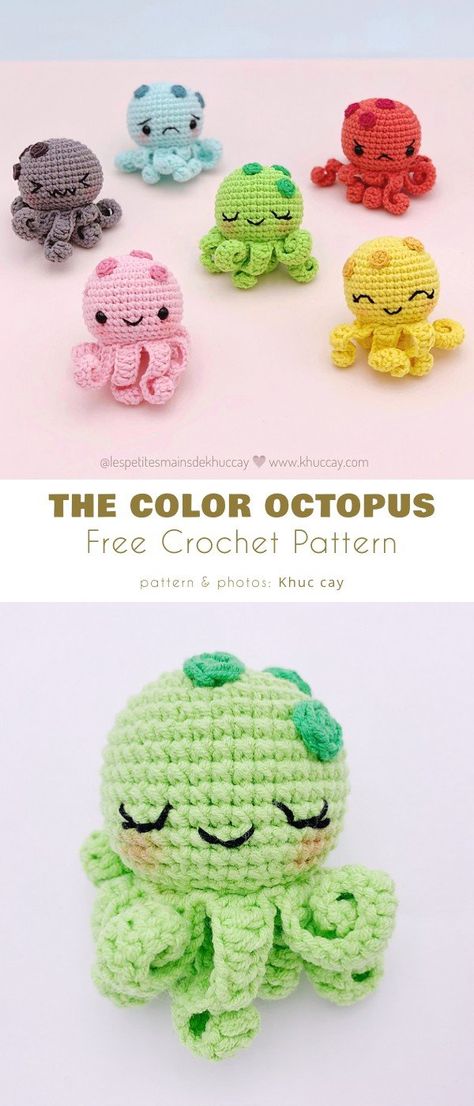 The Color Octopus Free Stuffie Crochet Patterns, Crochet Amigurumi Free Patterns Octopus, One Color Amigurumi Free Pattern, Pocket Octo Crochet Pattern Free, Next Crochet Project, Cute Easy Free Crochet Patterns, Easy Amigurumi Free Pattern Simple, Free Octopus Pattern, One Color Crochet Patterns