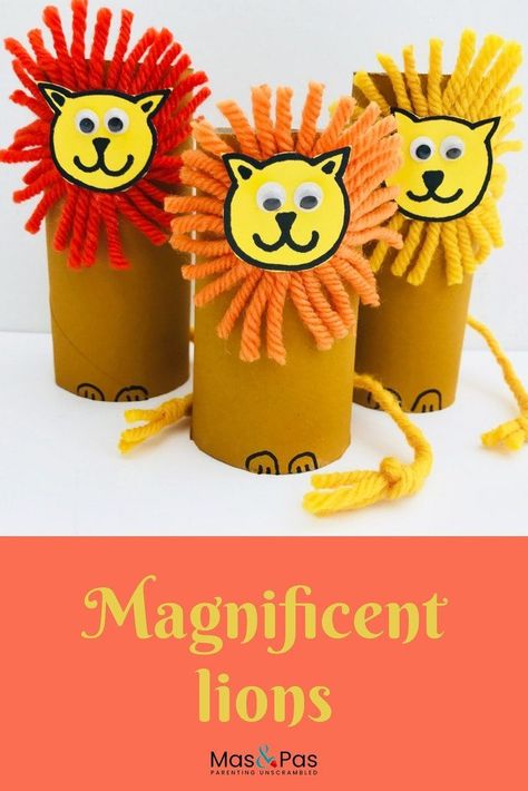 Jungle Crafts, Lion Craft, Toilet Paper Crafts, Toilet Paper Roll Crafts, Animal Crafts For Kids, Paper Roll Crafts, Bible Crafts, Construction Paper, Childrens Crafts