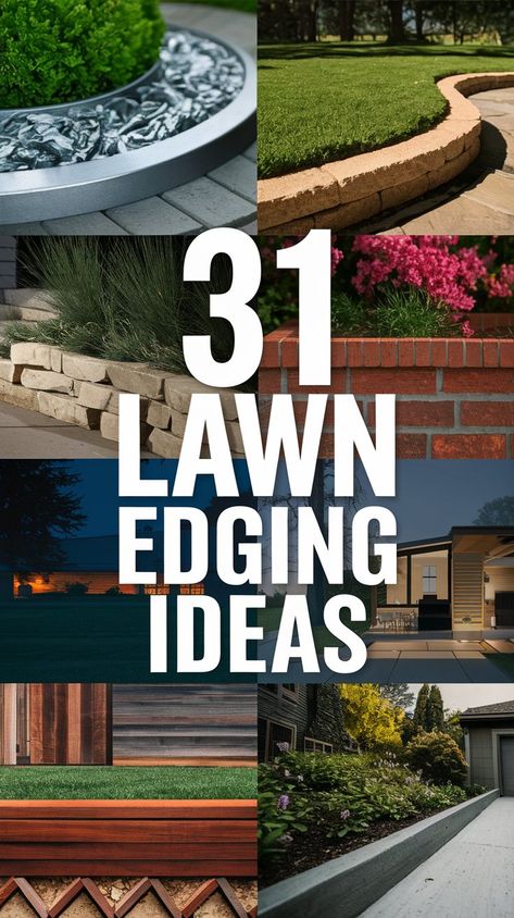 31 DIY Lawn Edging Ideas You Can Do This Weekend Garden Trim Edging, Landscape Trim Ideas, Diy Lawn Edging Ideas, Landscape Around Utility Boxes, Easy Edging Landscape, Lawn Edge Ideas, Flower Bed Border Ideas Cheap, Tree Bed Landscaping, Front Yard Edging Ideas