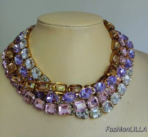 Anna Wintour Necklaceaustrian Crystal Rivierepink Georgian | Etsy Champagne Necklace, Anna Wintour Style, Classic Jewellery, Violet Wedding, Crystal Statement Necklace, Crystal Necklaces, Swarovski Crystal Necklace, Anna Wintour, Bridesmaid Necklace