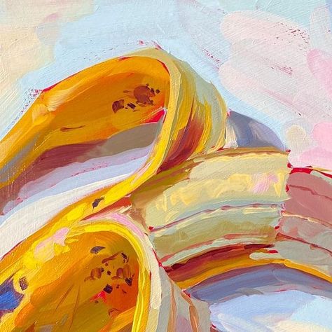 Alai✨Oil painter on Instagram: "Featuring 🍌 swipe to see old ones 🙈 which one is your fav? I like the 9th one. Something warm on it that I no longer do and now I want to 🥲💪 ✨Some 🍌 prints available on my website! 🎨These are all oil paintings except the 5th one which is a digital painting! #banana #oilpaint #painting #painterly #boldbrush #boldcolors #paintingbrushes #bananalover #aestheticart #aestheticpainting #foodpainting" Banana Painting, Fruit Painting, Without Borders, Oil Painters, Arte Inspo, Paint Print, Art Inspiration Painting, Art Sketchbook, Painting Techniques