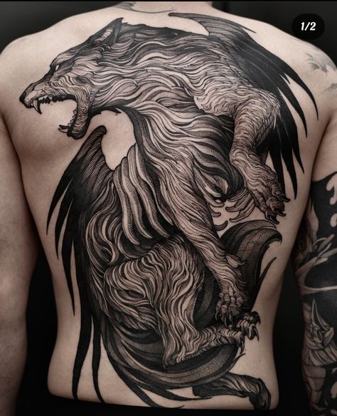 Wolf Back Tattoo, Crow Tattoo Design, Backpiece Tattoo, Inca Tattoo, Knuckle Tattoos, Wicked Tattoos, Witch Tattoo, Fantasy Tattoos, Floral Tattoo Sleeve