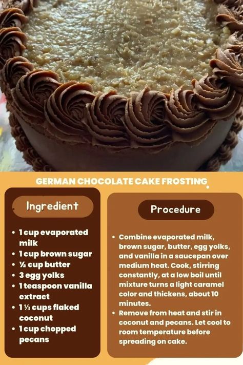 Homemade German Chocolate Cake – Insta Cooked German Chocolate Icing Recipe, Original German Chocolate Cake Recipe, Recipe For German Chocolate Cake, Buttercream Frosting Recipe Easy, German Chocolate Cake Frosting, German Chocolate Frosting, Homemade German Chocolate Cake, Chocolate Icing Recipes, 35 Birthday