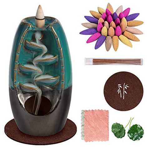 Chill Room Ideas, Fragrance Oil Burner, Waterfall Incense, Scented Oil Diffuser, Incense Burner Holder, Ceramic Incense Holder, Water Fall, Lotus Leaves, 14th Birthday