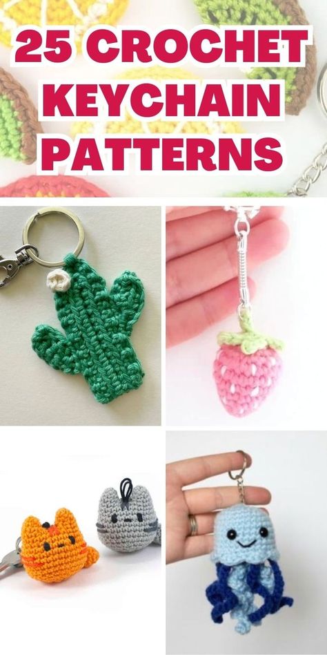 Small Crochet Keychain, Free Crochet Keychain, Crochet Keychain Patterns, Keychain Patterns, Crochet Backpack Pattern, Easy Diy Ideas, Crochet Fruit, Crochet Backpack, Crochet Keychain Pattern