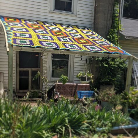 We needed shade for one side of my house. Crocheted canopy it is! . . #crochet #crocheting #craftersofinstagram #crochetersofinstagram #grannysquares #shade #summervibes #summerinohio #ohio One Sided, My House, Granny Square, We Need, Summer Vibes, Ohio, Siding, Shades, Crochet