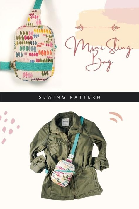 Mini Backpack Sewing Pattern, Diy Sling Bag Pattern, Sling Bag Pattern Free, Sling Bag Sewing Pattern, Cross Body Bag Pattern Free, Sling Bag Diy, Diy Sling Bag, Backpack Sewing Pattern, Belt Bag Pattern