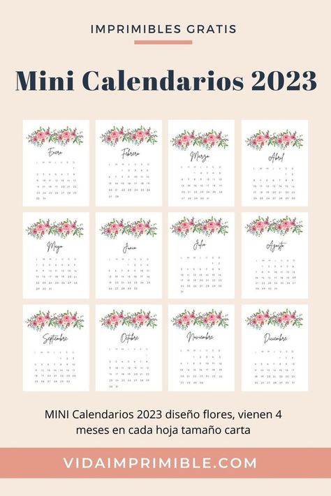 Mini Calendarios 2023 diseño flores. Vienen 4 calendarios en cada hoja tamaño carta. Planner Printables Free, Letter Paper, Hello Kitty Wallpaper, Printable Planner, Art Wallpaper, Free Printables, Bullet Journal, Hello Kitty, Cricut