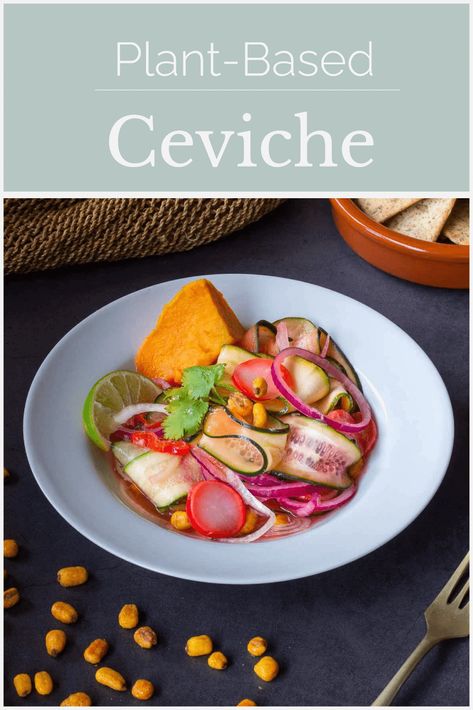 Ceviche is a delicious and healthy Summer Dish and one of the most popular Latin staple foods. Have you tried this Zucchini Recipe? A Vegan Ceviche version! You will be surprised how close the flavor is to the fish-based one. It can make a great vegan appetizer and snack. #Vegan #SummerRecipes #Appetizer #zucchini Vegan Picnic Food, Native Recipes, Vegan Ceviche, Salad Zucchini, Quick Vegan Dinner Recipes, Peruvian Ceviche, Vegan Gluten Free Dinner, Vegan Picnic, Staple Foods