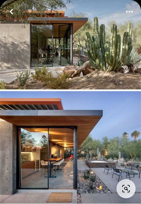 Overhanging Roof, Modern Guest House, Construction Zone, Luxury Penthouse, Desert Homes, House Features, Modern Cabin, Horse Barn, Roof Design