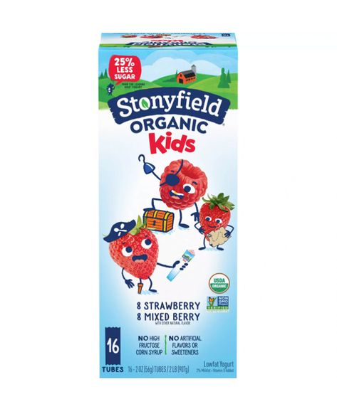 Stonyfield Organic Berry Yogurt Tubes Stonyfield Yogurt, Yogurt Tubes, Kids Yogurt, Yogurt Benefits, Yogurt Snacks, Low Fat Yogurt, Organic Milk, Berries Recipes, Carrot Juice