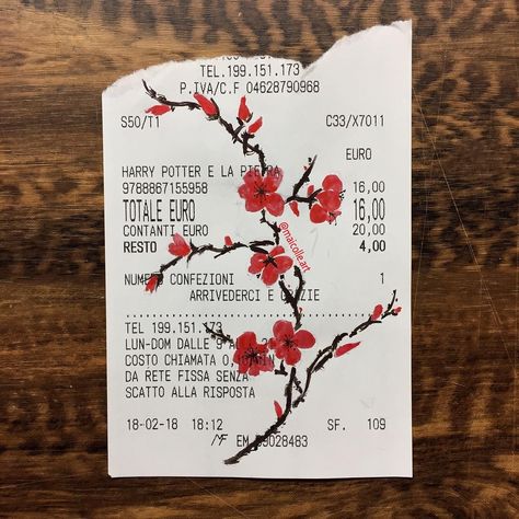 Art On Receipt, Drawing On Receipt, Receipt Drawing, Receipt Art, Art Journal Therapy, Sketchbook Art Journal, Bullet Journal Design Ideas, Art Diary, Arte Inspo