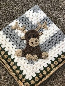 Crochet Pattern INSTANT PDF DOWNLOAD Pattern Woodland | Etsy Moose Crochet, Moose Applique, Crochet Moose, Crochet Woodland, Handmade Baby Blanket, Handmade Baby Blankets, Animal Blanket, Rainbow Crochet, Haken Baby