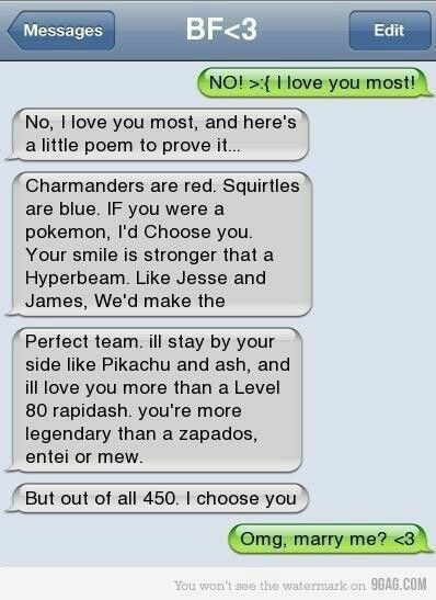 Pokemon love poem Pokemon Poem, Happy Wheels, 1000 Lifehacks, Awkward Texts, Funny Text Fails, Funny Text Conversations, Dream Boyfriend, Sweet Texts, Cute Couple Quotes