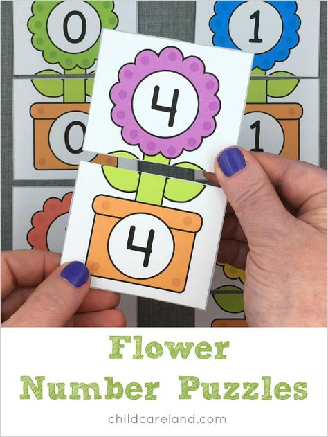 Flower number puzzles for number recognition and review. Number Recognition Activities, Preschool Garden, Plants Unit, Early Learning Activities, Spring Preschool, Number Puzzles, Creative Curriculum, Numbers Preschool, Math Activities Preschool