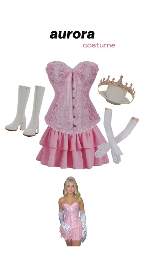 aurora princess pink costume Halloween princesa disfraz Casual Aurora Costume, Sleeping Beauty Corset Costume, Princess Aurora Costume Women, Aurora Halloween Costume College, Halloween Costumes 2024 Blonde, Malificiant And Aurora Costume, Pink Princess Halloween Costume, Aurora Costume Ideas, Aroura Halloween Costumes