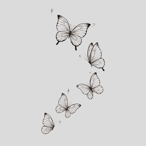 Flash Art Tattoo Ideas Simple, Micro Butterfly Tattoo, Butterflies Flying Tattoo, Line Work Butterfly Tattoo, Butterfly Drawing Tattoo, Flying Butterfly Tattoo, Butterfly Tattoo Drawing, Pretty Butterfly Tattoo, 3 Butterfly Tattoo