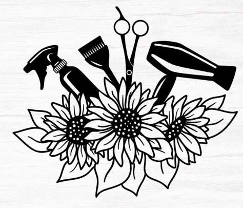 Cosmetology Drawing, Cosmetology Drawing Ideas, Hairstylist Drawings, Cosmetology Wallpaper, Hair Dresser Tattoos Ideas, Hairdressing Tattoos Ideas, Free Hairdresser Svg Files, Hair Dresser Silhouette, Cosmetology Tattoos