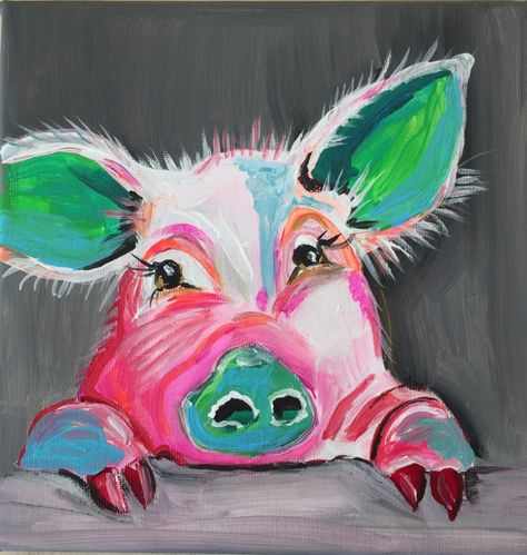 KUNST - Claudia Weise Best Abstract Paintings, Colorful Animal Paintings, Pig Painting, Abstract Animal Art, Pig Art, Animal Artwork, Whimsical Paintings, Painting Canvases, Mosaic Ideas