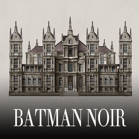 Wayne Manor - Batman Noir, JunSheng Zheng Manor Bedroom, Manor Exterior, Halloween Japan, Architectural Concepts, Wayne Manor, Tragic Hero, Bat Cave, Small Portions, Save File