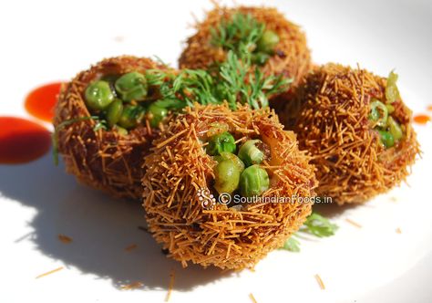 Birds nest recipe-Crispy snack recipe Paneer Crispy, Potato Nest, Birds Nests Recipe, Wine Event, Birds Nest, Green Peas, Bird Nest, Paneer, Vegetable Recipes