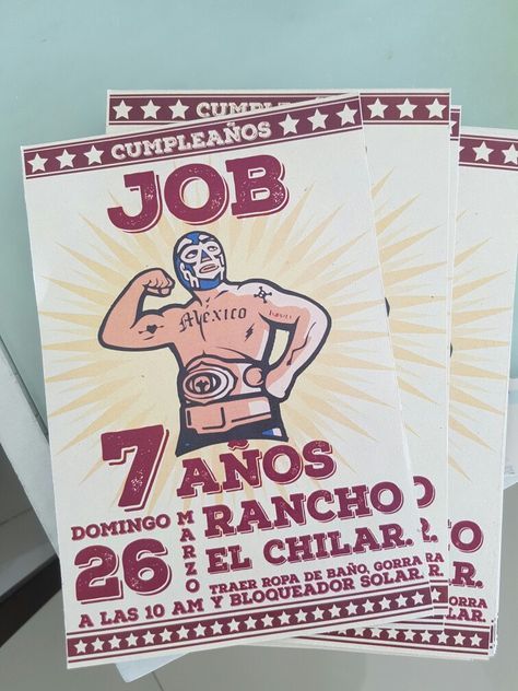 Invitaciones Job Lucha Libre Mexico/ fiesta lucha libre Luchador Party Ideas, Lucha Libre Birthday Party, Luchador Party, Lucha Libre Party, Nacho Libre, 41st Birthday, Spiderman Party, Baby Shawer, 10th Birthday Parties