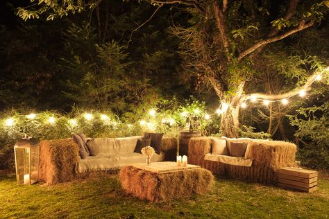 Farm Restaurant, Country Party, Barn Parties, Ceremony Seating, Hay Bales, Festoon Lighting, Party Props, Photo Backdrop, Farm Wedding