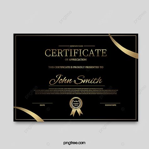 Minimalistic Black Golden Certificate Template Gold Certificate Template, Postcard Layout, Announcement Design, Certificate Holder, Premium Ice Cream, Certificate Design Template, Nail Courses, Fashion Design Books, Gold Certificate