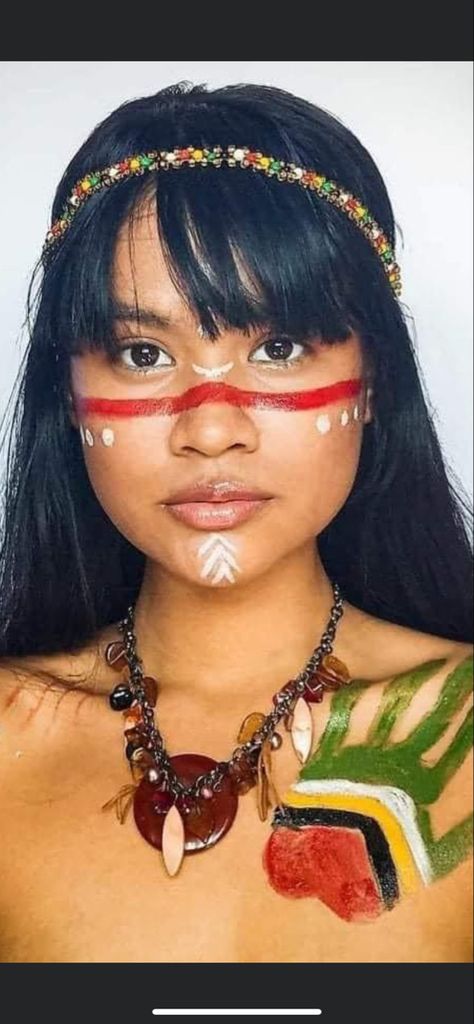 Indian Face Paint Women, American Indian Face Paint, Native Face Paint, Indegenious Art, Indian Face Paint, Native Makeup, Indigenous Makeup, Cultural Makeup, Indian Face Paints