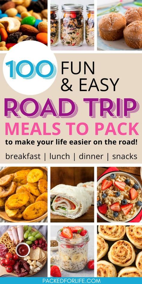 Road Trip Food Recipes, Picnic Lunch Ideas Families Road Trips, Cheap Road Trip Snacks, Food For Road Trips With Kids, Road Trip Meal Ideas, Road Trip Lunch Ideas Families, Car Meals Road Trips, Roadtrip Food Healthy, Road Trip Meals Families